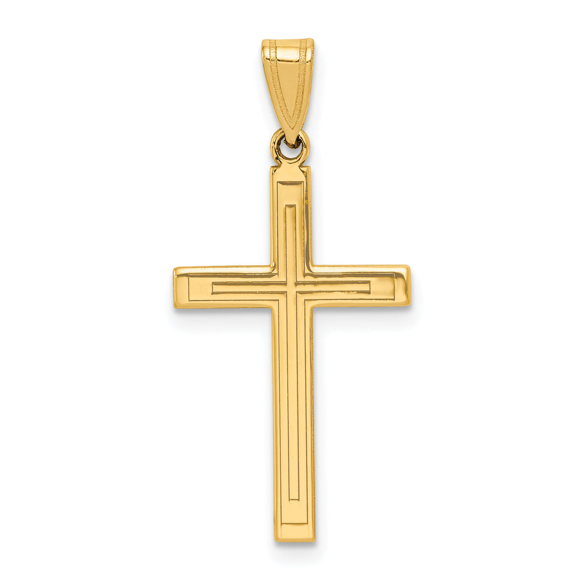 14k Solid Laser Etched Cross Pendant-XR115