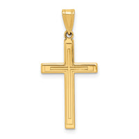 14k Solid Laser Etched Cross Pendant-XR115