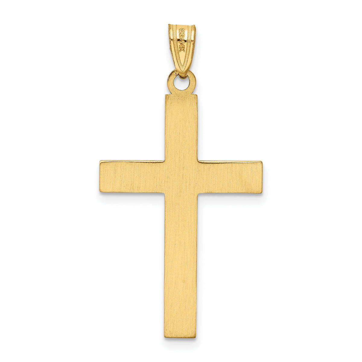 14k Solid Laser Etched Cross Pendant-XR116