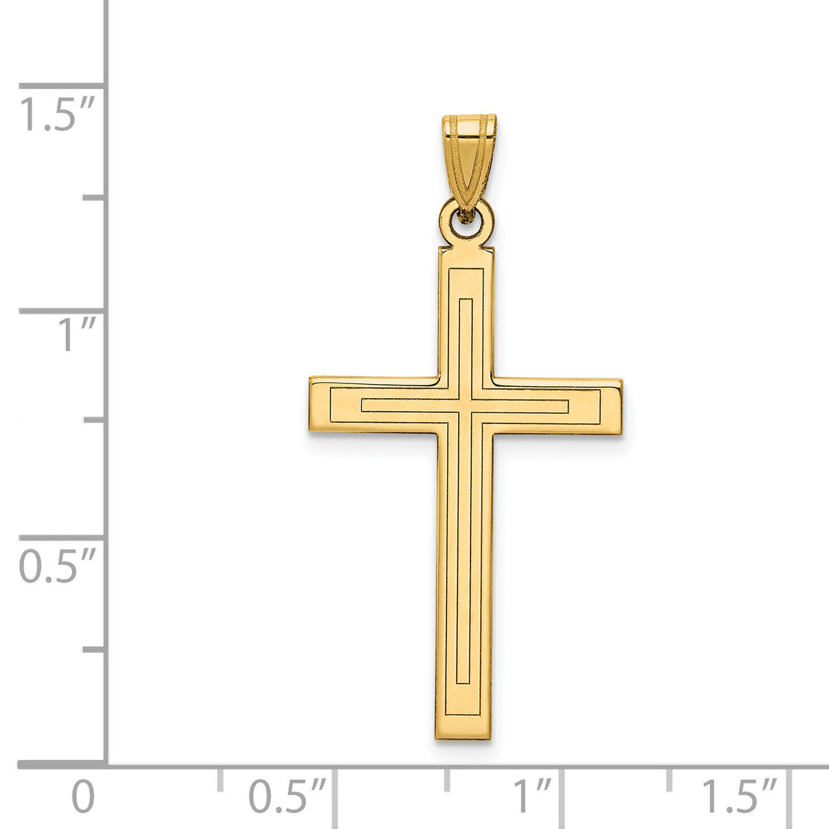 14k Solid Laser Etched Cross Pendant-XR116