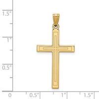 14k Solid Laser Etched Cross Pendant-XR116