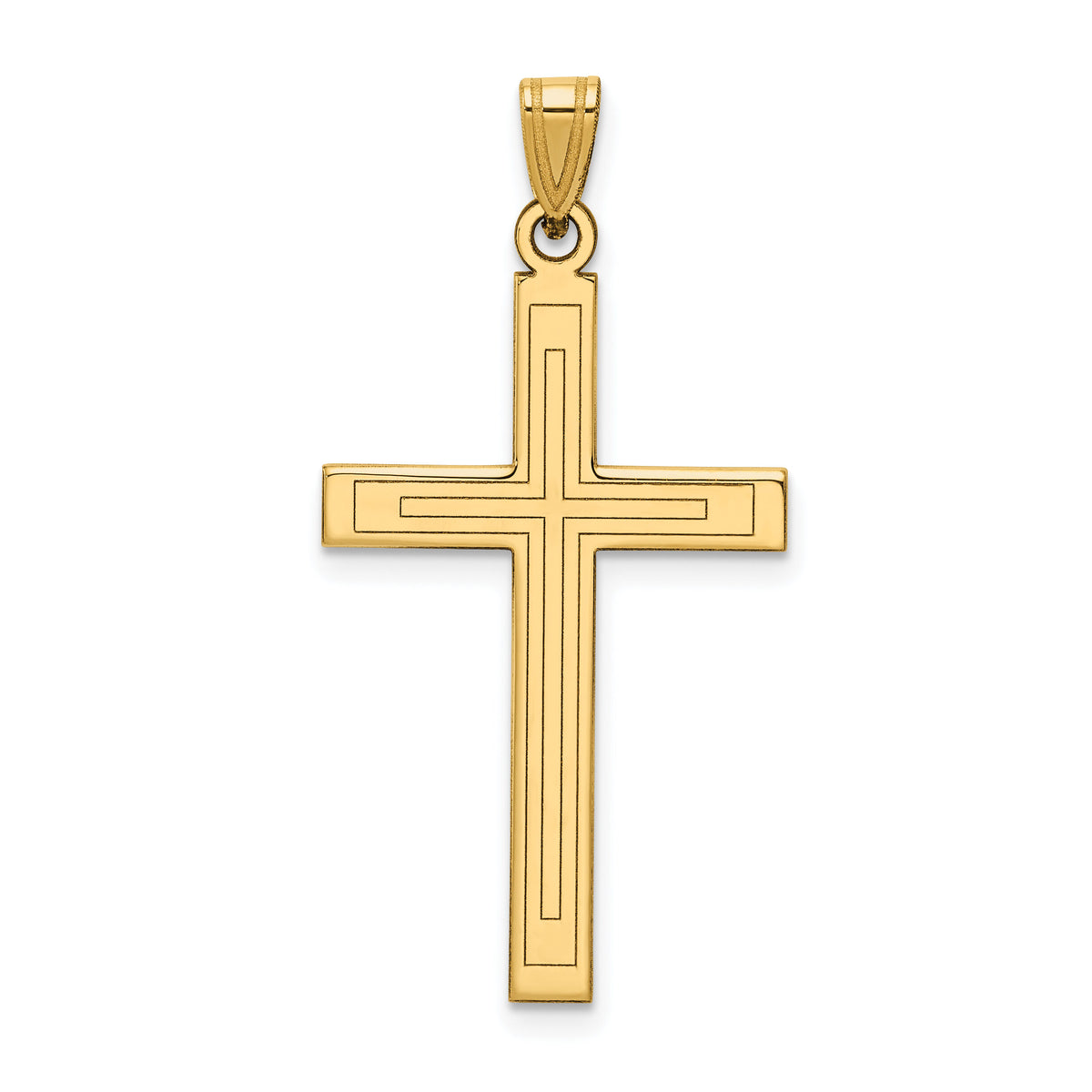 14k Solid Laser Etched Cross Pendant-XR116