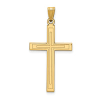 14k Solid Laser Etched Cross Pendant-XR116