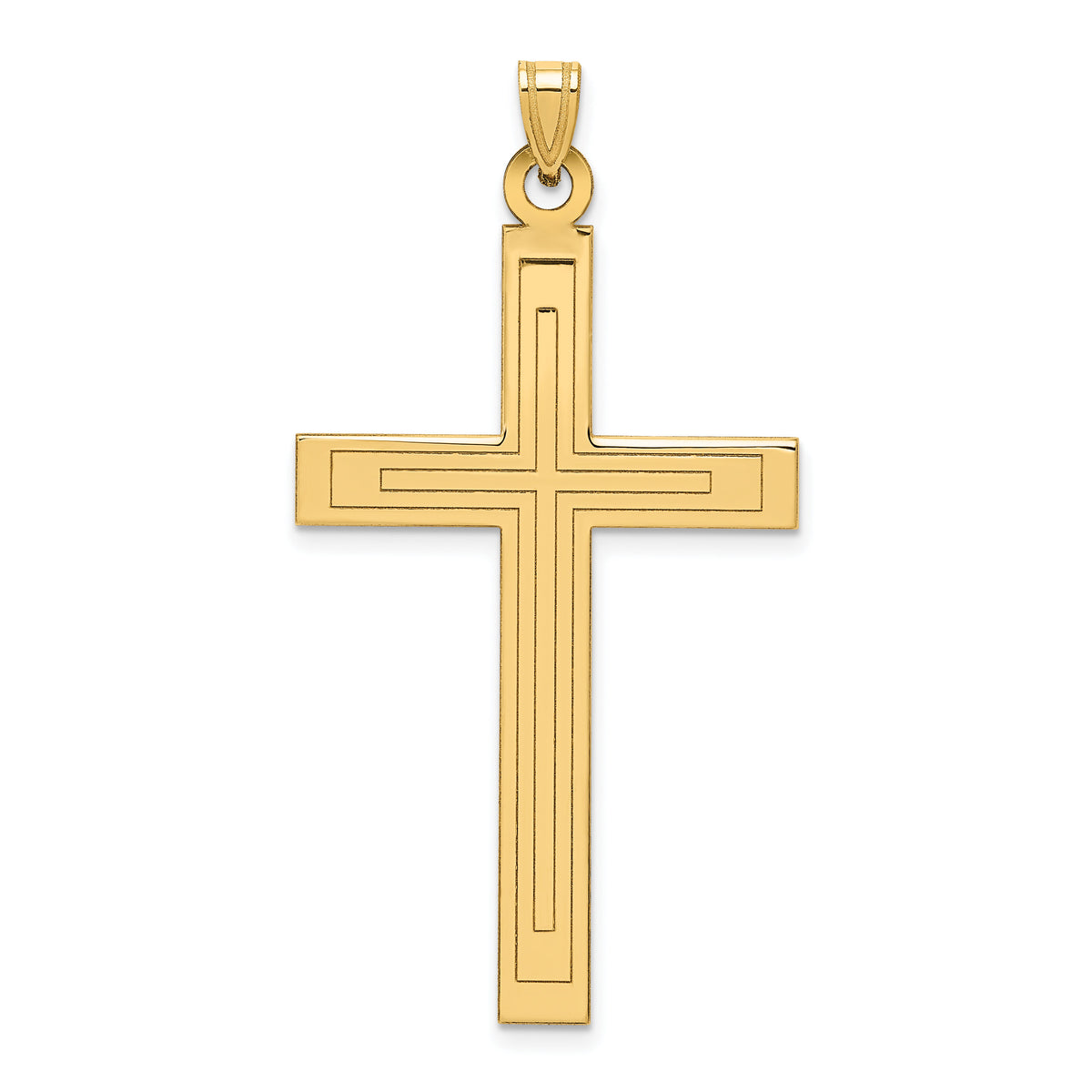 14k Solid Laser Etched Cross Pendant-XR117