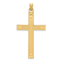 14k Solid Laser Etched Cross Pendant-XR117