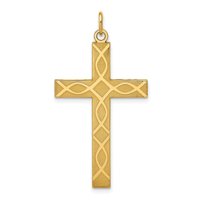 14K Laser Designed Cross Pendant-XR1197