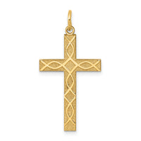 14K Laser Designed Cross Pendant-XR1198