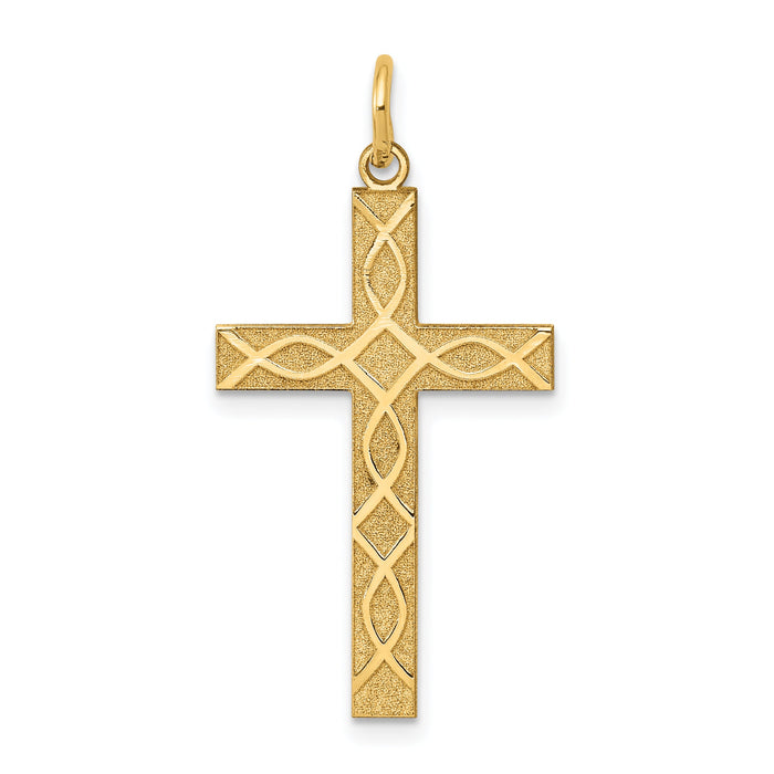 14K Laser Designed Cross Pendant-XR1198