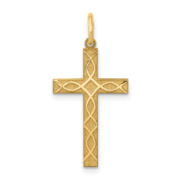 14K Laser Designed Cross Charm-XR1199