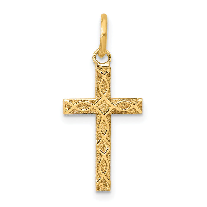 14K Laser Designed Cross Charm-XR1200