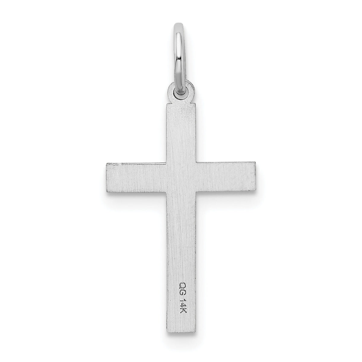 14K White Gold Laser Designed Cross Charm-XR1201