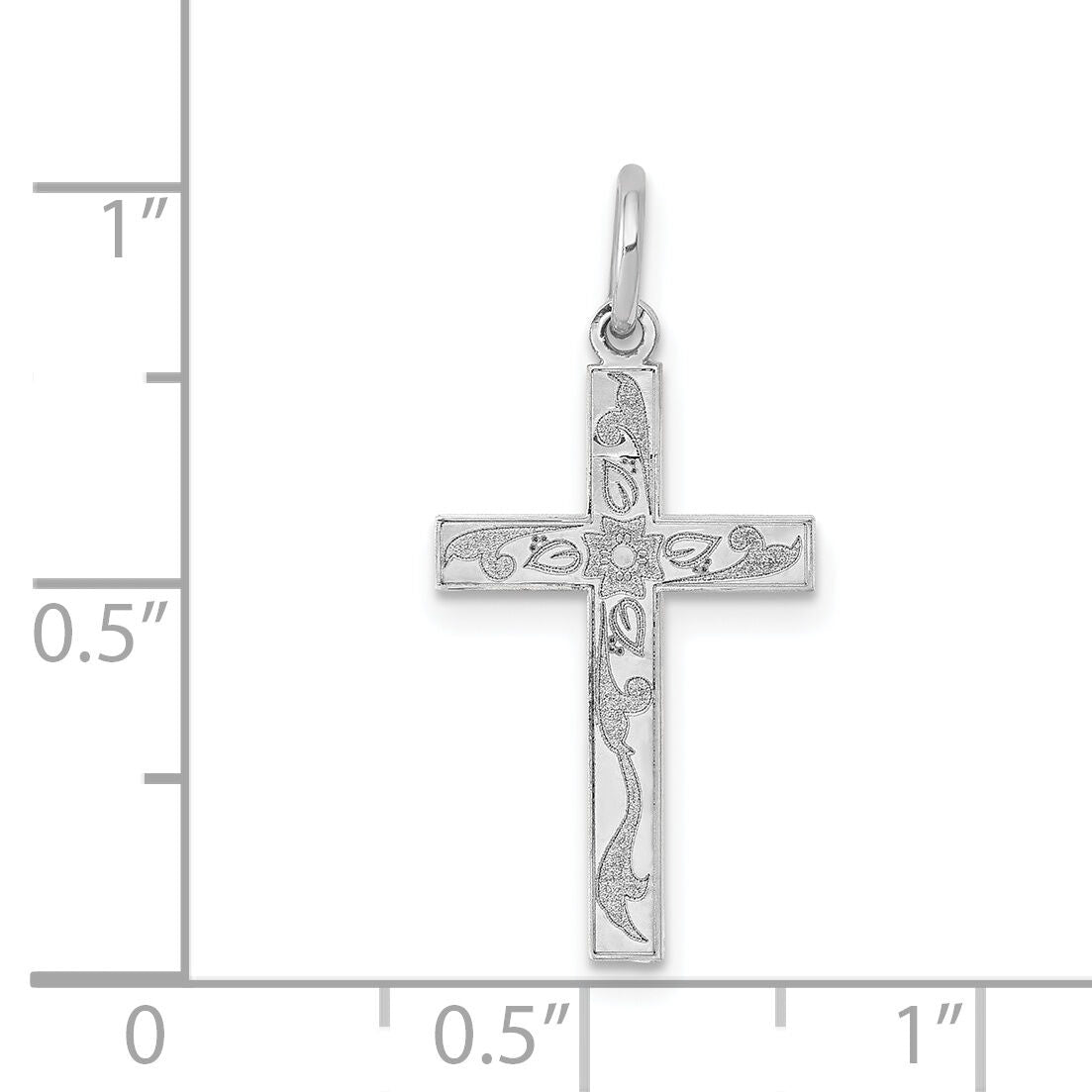 14K White Gold Laser Designed Cross Charm-XR1201