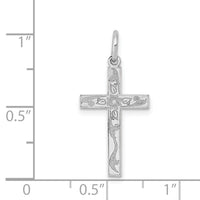 14K White Gold Laser Designed Cross Charm-XR1201