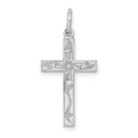 14K White Gold Laser Designed Cross Charm-XR1201