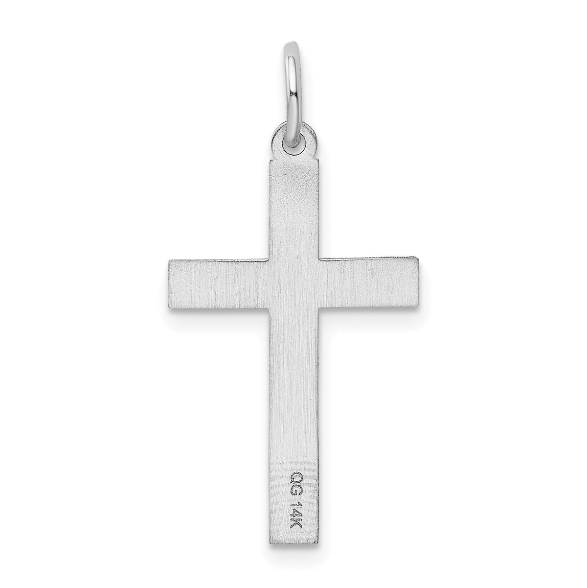 14K White Gold Laser Designed Cross Charm-XR1202