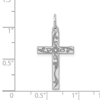 14K White Gold Laser Designed Cross Charm-XR1202