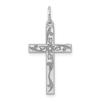 14K White Gold Laser Designed Cross Charm-XR1202