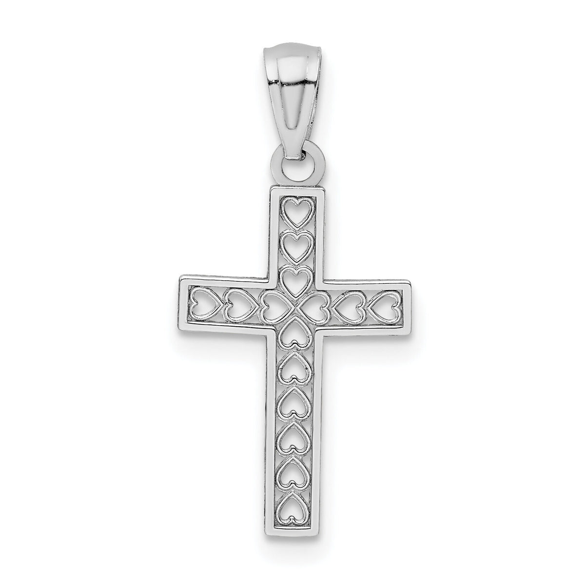 14k White Gold Cross Pendant-XR1206