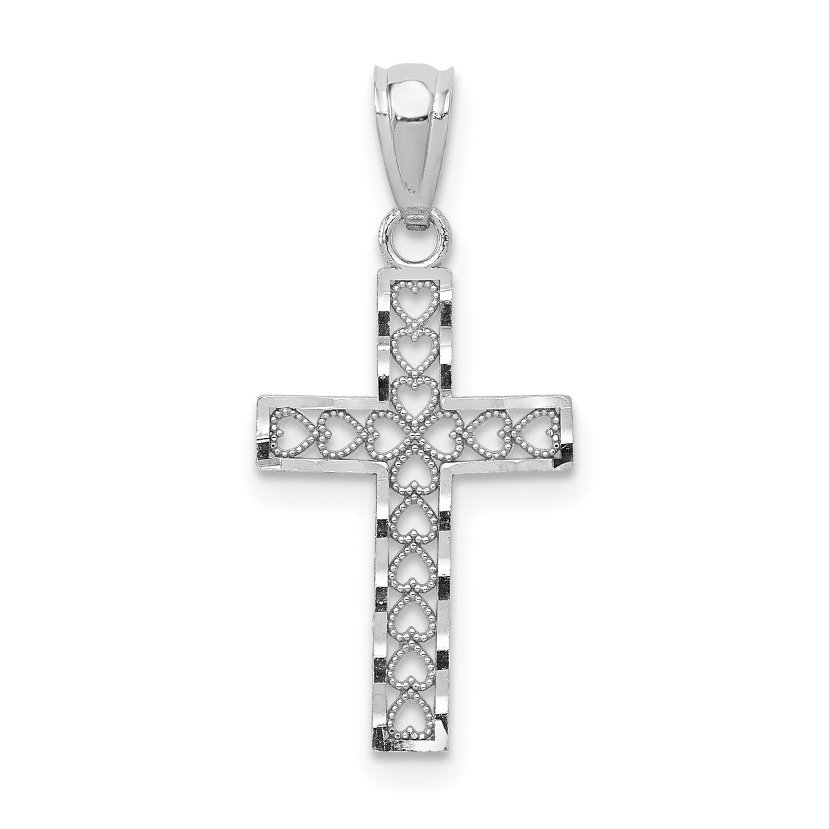 14k White Gold Cross Pendant-XR1206