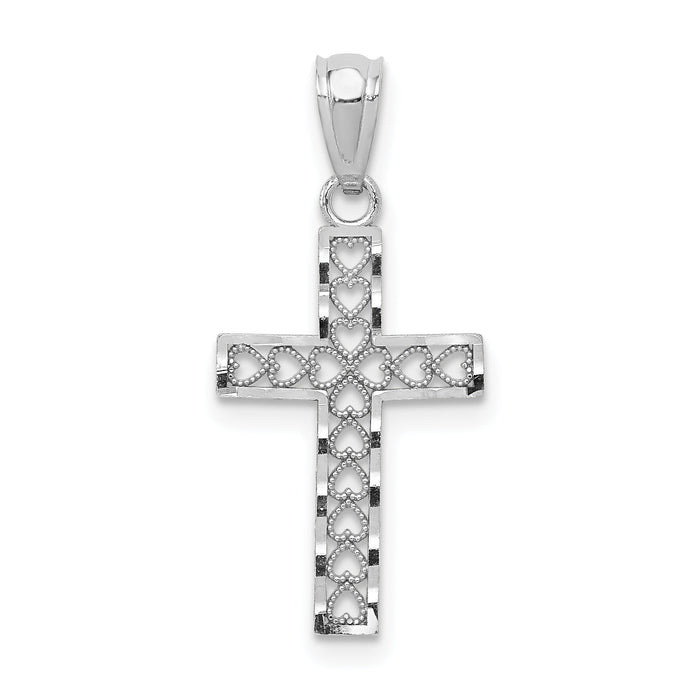 14k White Gold Cross Pendant-XR1206