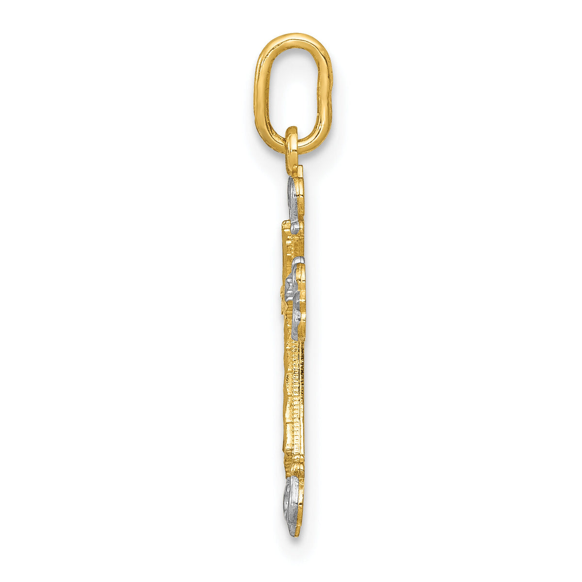 14K w/Rhodium Cross Charm-XR1208