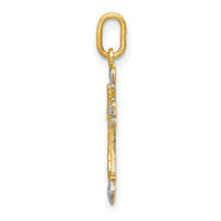 14K w/Rhodium Cross Charm-XR1208
