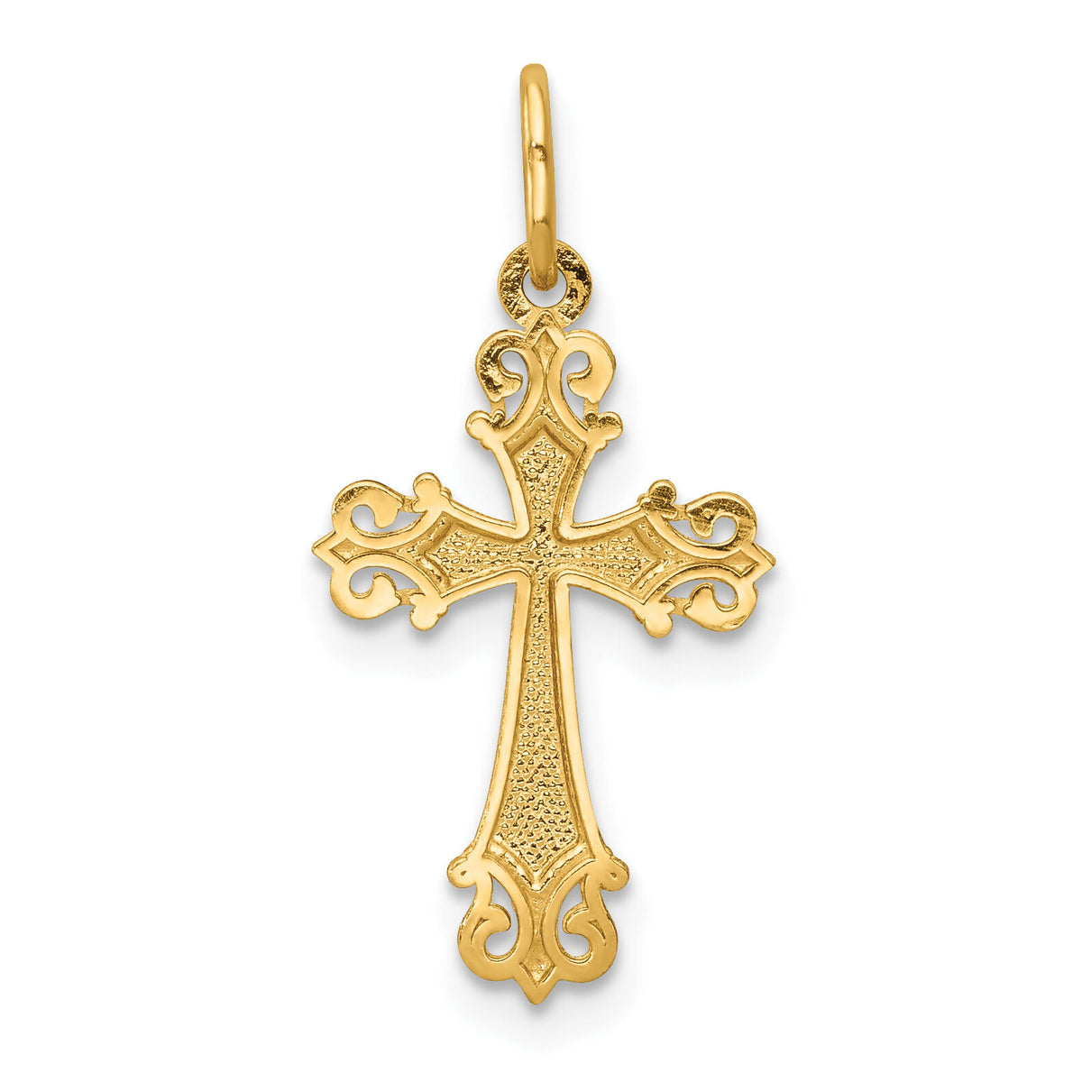 14K w/Rhodium Cross Charm-XR1208