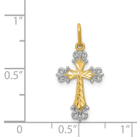 14K w/Rhodium Cross Charm-XR1208
