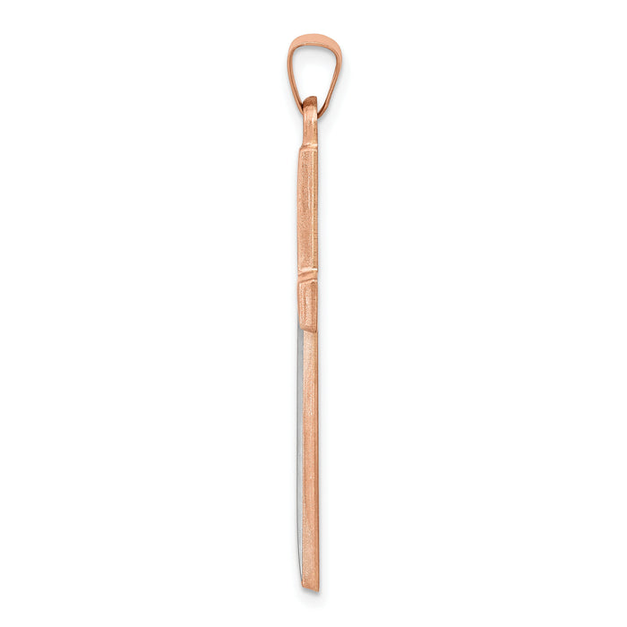 14k Rose Gold Rhodium Cross Pendant-XR1214