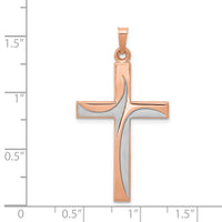 14k Rose Gold Rhodium Cross Pendant-XR1214