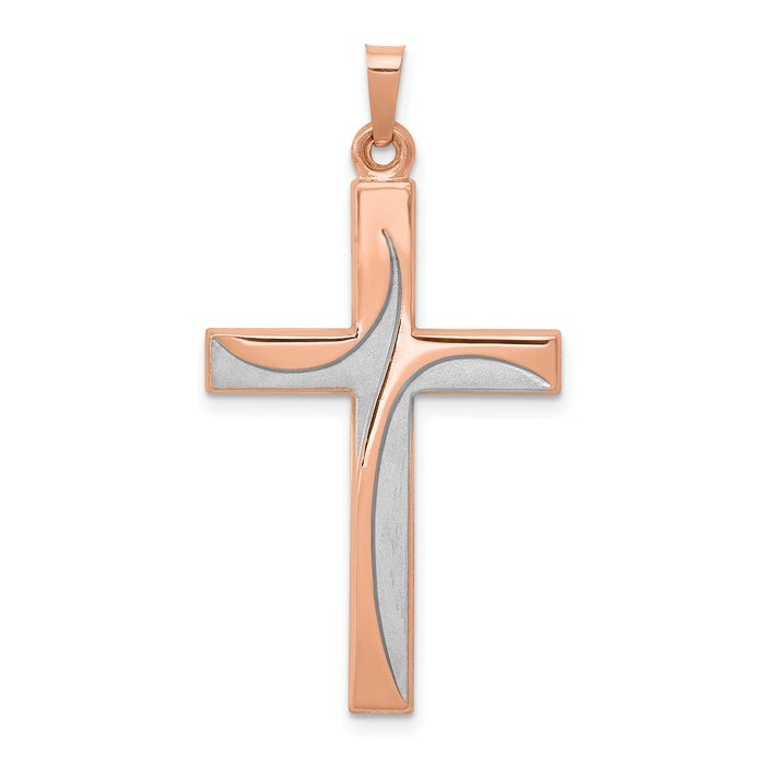 14k Rose Gold Rhodium Cross Pendant-XR1214