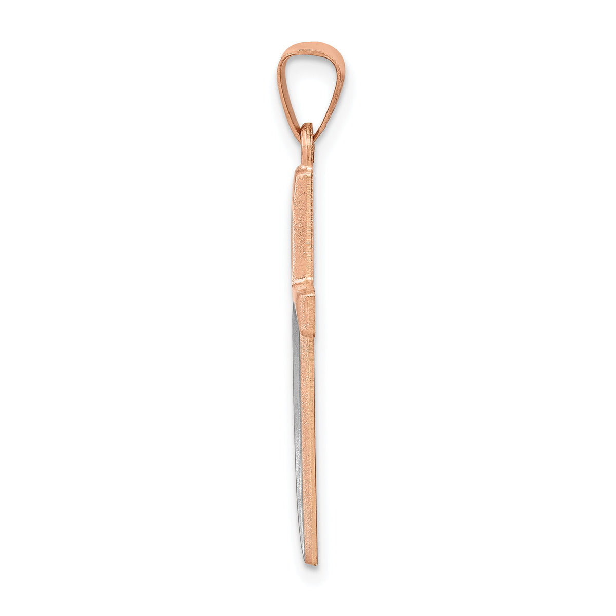 14k Rose Gold Rhodium Hollow Cross Pendant-XR1215