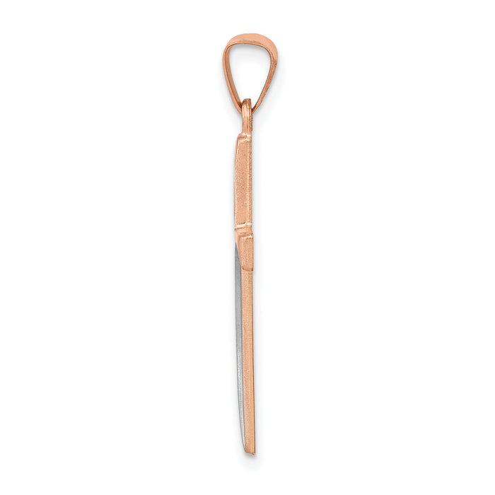 14k Rose Gold Rhodium Hollow Cross Pendant-XR1215