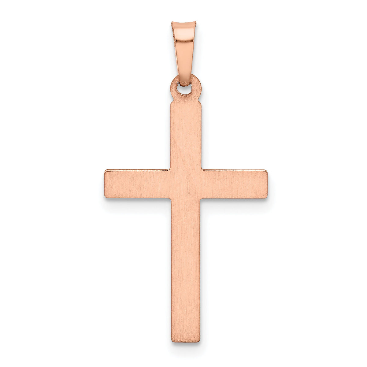 14k Rose Gold Rhodium Hollow Cross Pendant-XR1215