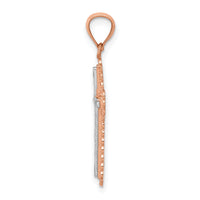 14k Rose Gold Rhodium Diamond Cut Cross Pendant-XR1216