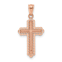 14k Rose Gold Rhodium Diamond Cut Cross Pendant-XR1216