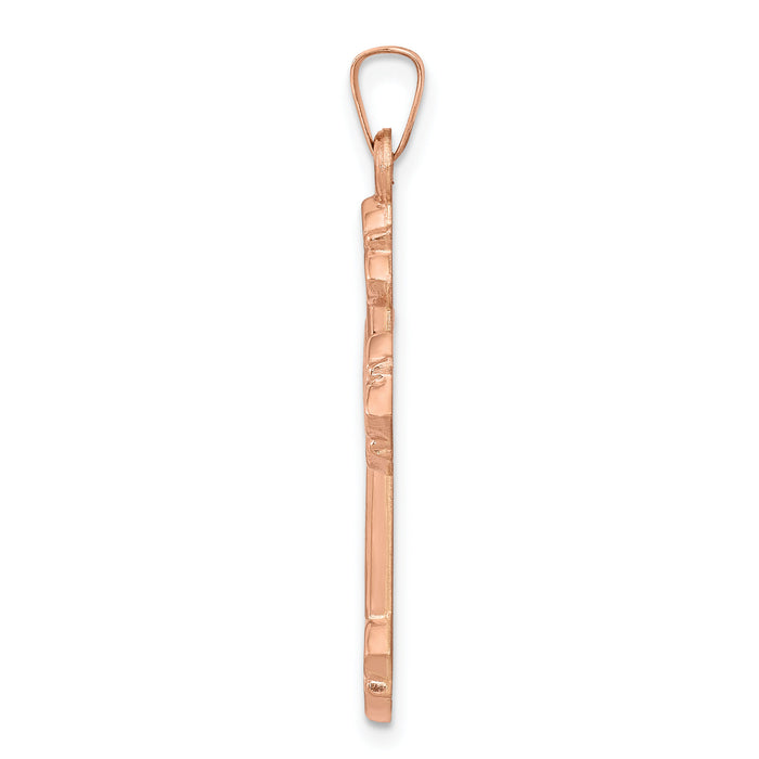 14K Rose Gold Fleur de Lis Cross Pendant-XR1226