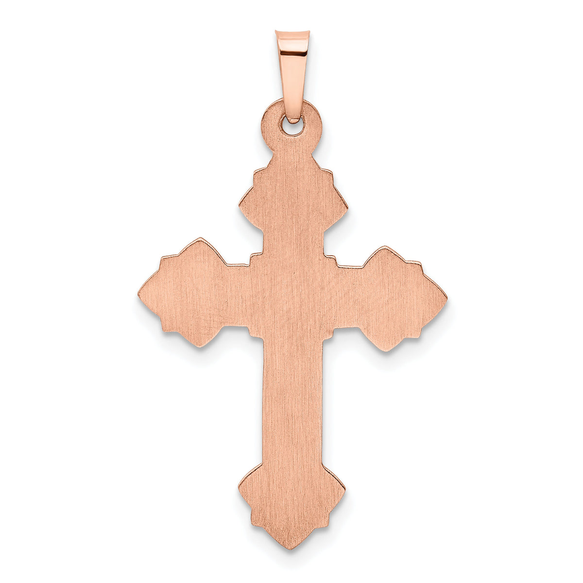14K Rose Gold Fleur de Lis Cross Pendant-XR1226