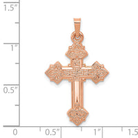14K Rose Gold Fleur de Lis Cross Pendant-XR1226