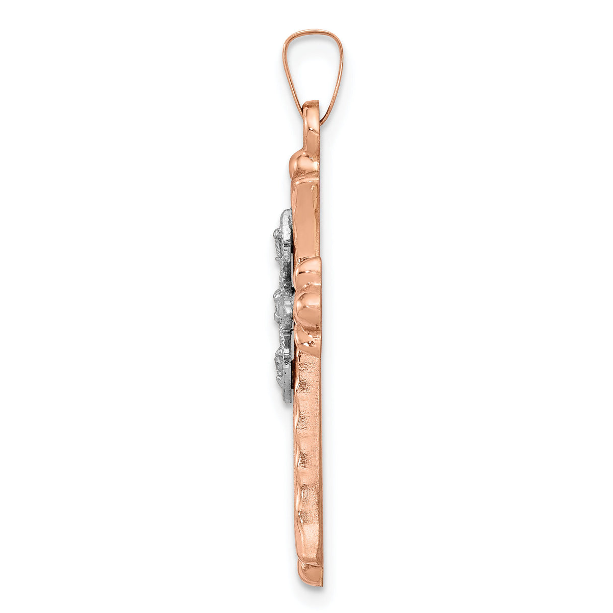 14k Two-tone Diamond Cross Pendant-XR1227