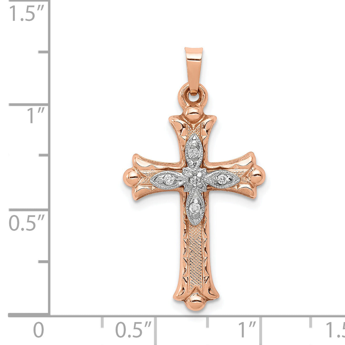 14k Two-tone Diamond Cross Pendant-XR1227
