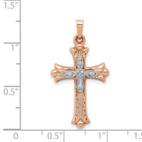 14k Two-tone Diamond Cross Pendant-XR1227