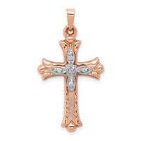 14k Two-tone Diamond Cross Pendant-XR1227