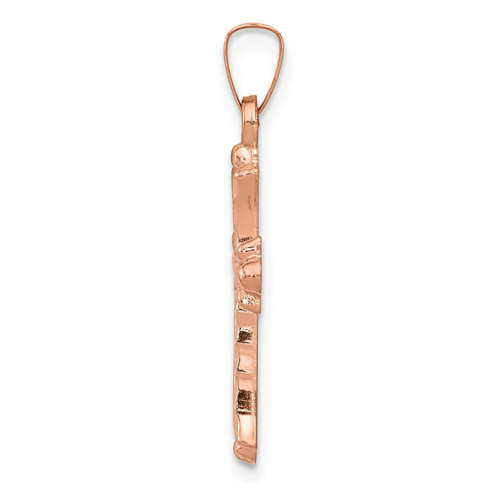 14k Rose Gold Heart Hollow Cross Pendant-XR1228
