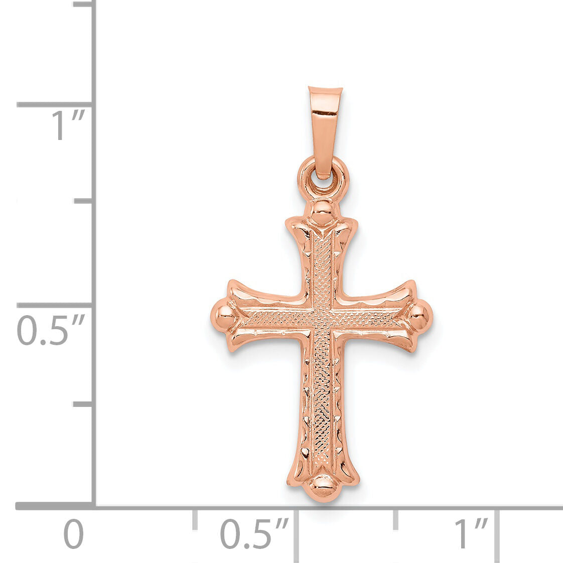 14k Rose Gold Heart Hollow Cross Pendant-XR1228
