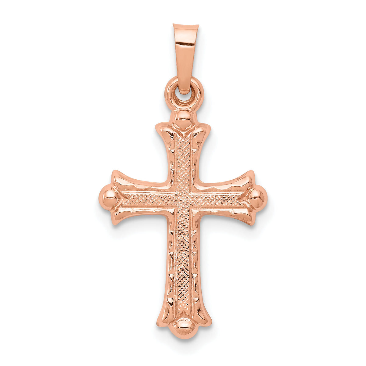 14k Rose Gold Heart Hollow Cross Pendant-XR1228