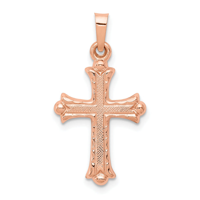14k Rose Gold Heart Hollow Cross Pendant-XR1228