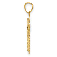 14K w/Rhodium Diamond Cut Cross Pendant-XR1230