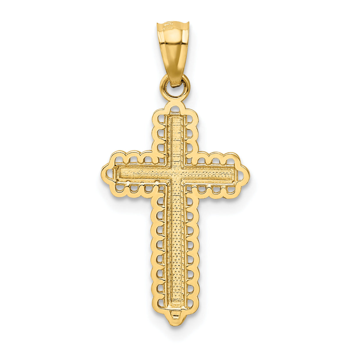 14K w/Rhodium Diamond Cut Cross Pendant-XR1230