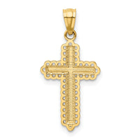 14K w/Rhodium Diamond Cut Cross Pendant-XR1230